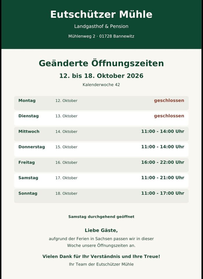Öffnungszeiten 10.26 Öffnungszeiten 10.26